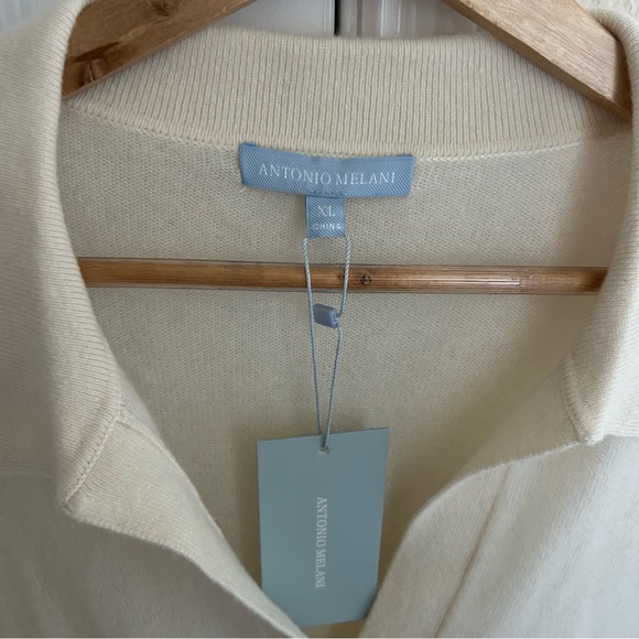 NWT Antonio Melani Collared Cashmere Sweater Ivory - Picture 3 of 4